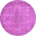 Round Machine Washable Abstract Purple Modern Area Rugs, wshabs2800pur