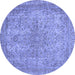 Round Machine Washable Abstract Blue Modern Rug, wshabs2800blu