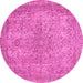 Round Machine Washable Abstract Pink Modern Rug, wshabs2800pnk