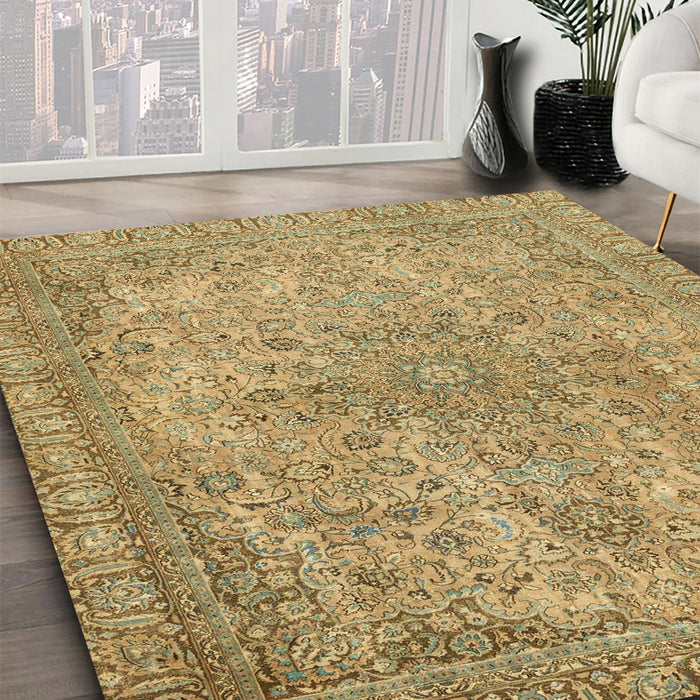 Machine Washable Abstract Metallic Gold Rug in a Family Room, wshabs2800