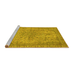 Sideview of Machine Washable Abstract Yellow Modern Rug, wshabs2800yw