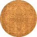 Round Abstract Orange Modern Rug, abs2800org