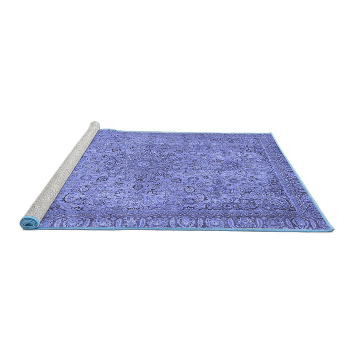 Sideview of Machine Washable Abstract Blue Modern Rug, wshabs2800blu