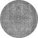 Round Machine Washable Abstract Gray Modern Rug, wshabs2800gry