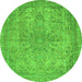 Round Machine Washable Abstract Green Modern Area Rugs, wshabs2800grn