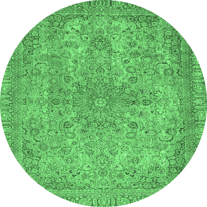 Round Abstract Emerald Green Modern Rug, abs2800emgrn