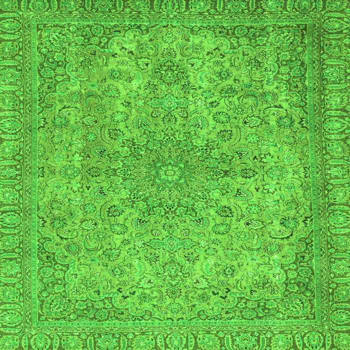 Square Machine Washable Abstract Green Modern Area Rugs, wshabs2800grn