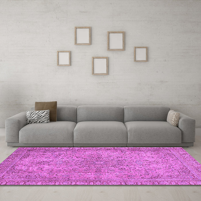 Machine Washable Abstract Purple Modern Area Rugs in a Living Room, wshabs2800pur