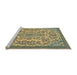 Sideview of Machine Washable Abstract Dark Olive Green Rug, wshabs2801