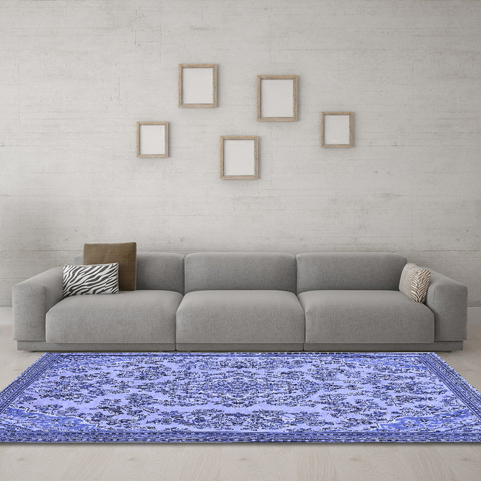 Machine Washable Abstract Blue Modern Rug in a Living Room, wshabs2801blu