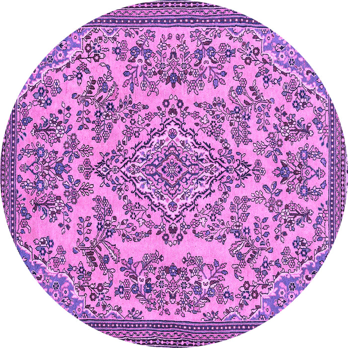 Round Machine Washable Abstract Purple Modern Area Rugs, wshabs2801pur
