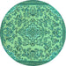 Round Abstract Turquoise Modern Rug, abs2801turq