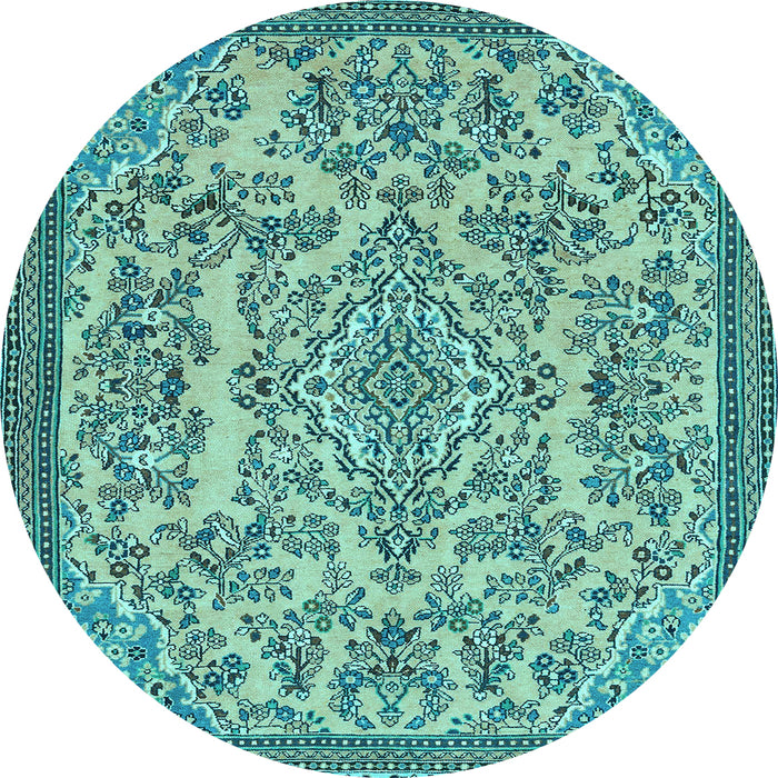 Round Abstract Light Blue Modern Rug, abs2801lblu