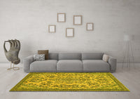 Machine Washable Abstract Yellow Modern Rug, wshabs2801yw