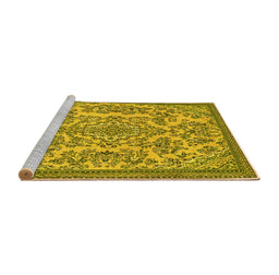 Sideview of Machine Washable Abstract Yellow Modern Rug, wshabs2801yw