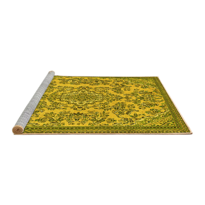 Sideview of Machine Washable Abstract Yellow Modern Rug, wshabs2801yw