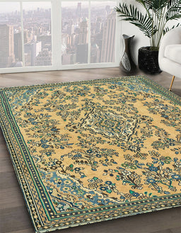Machine Washable Abstract Dark Olive Green Rug in a Family Room, wshabs2801