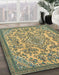 Machine Washable Abstract Dark Olive Green Rug in a Family Room, wshabs2801