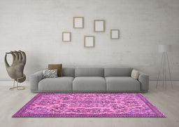 Machine Washable Abstract Pink Modern Rug in a Living Room, wshabs2801pnk