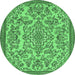 Round Abstract Emerald Green Modern Rug, abs2801emgrn