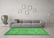 Machine Washable Abstract Emerald Green Modern Area Rugs in a Living Room,, wshabs2801emgrn