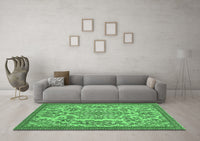 Machine Washable Abstract Emerald Green Modern Rug, wshabs2801emgrn