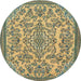 Round Abstract Dark Olive Green Modern Rug, abs2801