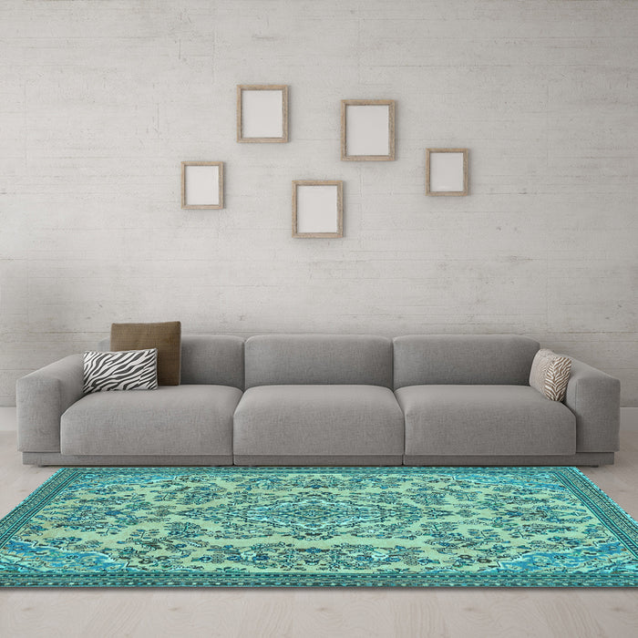 Machine Washable Abstract Light Blue Modern Rug in a Living Room, wshabs2801lblu