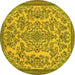 Round Abstract Yellow Modern Rug, abs2801yw