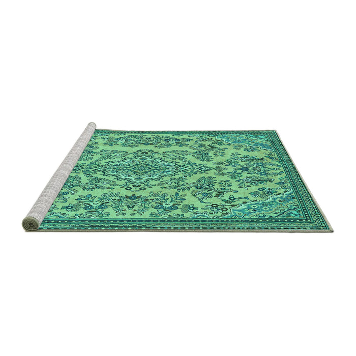 Sideview of Machine Washable Abstract Turquoise Modern Area Rugs, wshabs2801turq