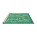 Sideview of Machine Washable Abstract Turquoise Modern Area Rugs, wshabs2801turq