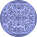 Round Machine Washable Abstract Blue Modern Rug, wshabs2801blu