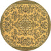 Round Abstract Brown Modern Rug, abs2801brn