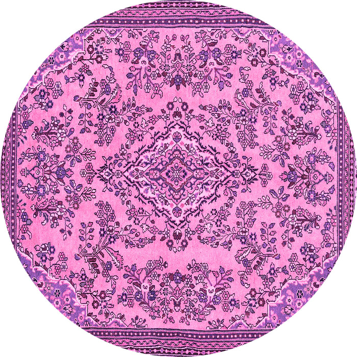 Round Machine Washable Abstract Pink Modern Rug, wshabs2801pnk