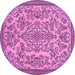 Round Machine Washable Abstract Pink Modern Rug, wshabs2801pnk