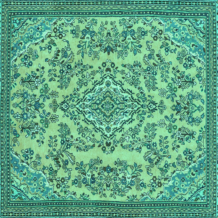 Square Machine Washable Abstract Turquoise Modern Area Rugs, wshabs2801turq