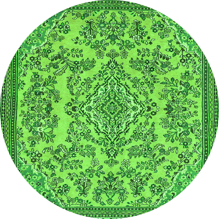 Round Abstract Green Modern Rug, abs2801grn