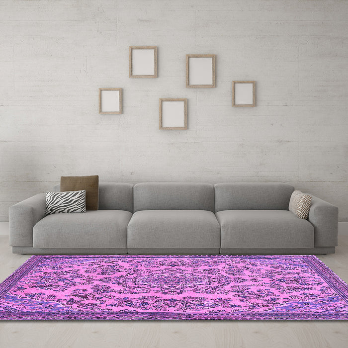 Machine Washable Abstract Purple Modern Area Rugs in a Living Room, wshabs2801pur