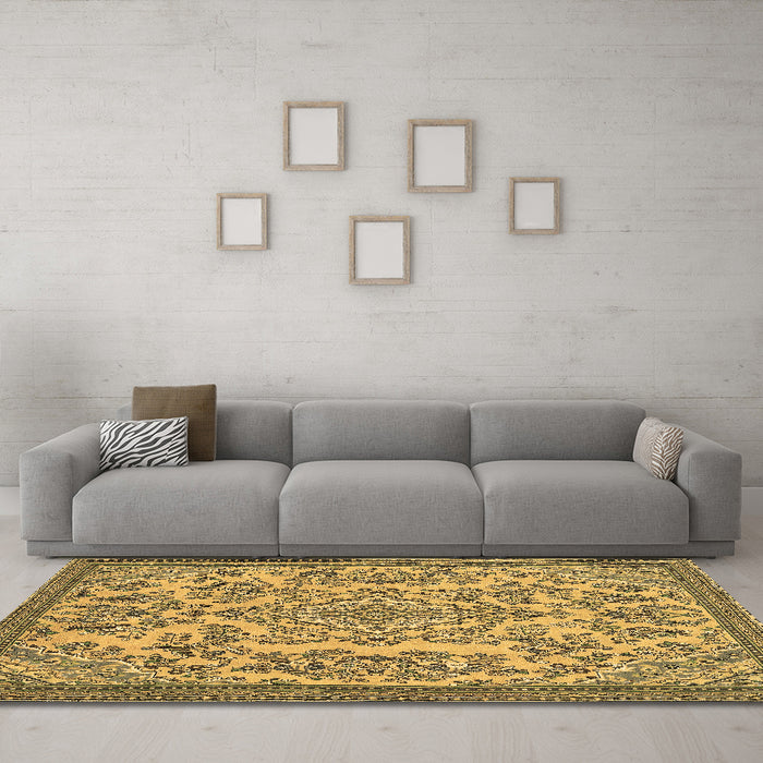 Machine Washable Abstract Brown Modern Rug in a Living Room,, wshabs2801brn