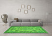 Machine Washable Abstract Green Modern Area Rugs in a Living Room,, wshabs2801grn