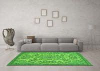 Machine Washable Abstract Green Modern Rug, wshabs2801grn