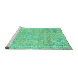 Sideview of Machine Washable Abstract Turquoise Modern Area Rugs, wshabs2802turq