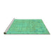 Sideview of Machine Washable Abstract Turquoise Modern Area Rugs, wshabs2802turq