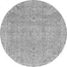 Round Machine Washable Abstract Gray Modern Rug, wshabs2802gry