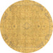 Round Abstract Brown Modern Rug, abs2802brn