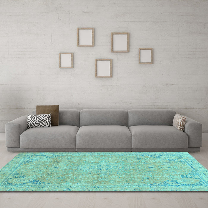 Machine Washable Abstract Light Blue Modern Rug in a Living Room, wshabs2802lblu