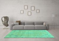 Machine Washable Abstract Turquoise Modern Rug, wshabs2802turq