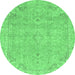 Round Abstract Emerald Green Modern Rug, abs2802emgrn