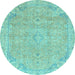 Round Machine Washable Abstract Light Blue Modern Rug, wshabs2802lblu