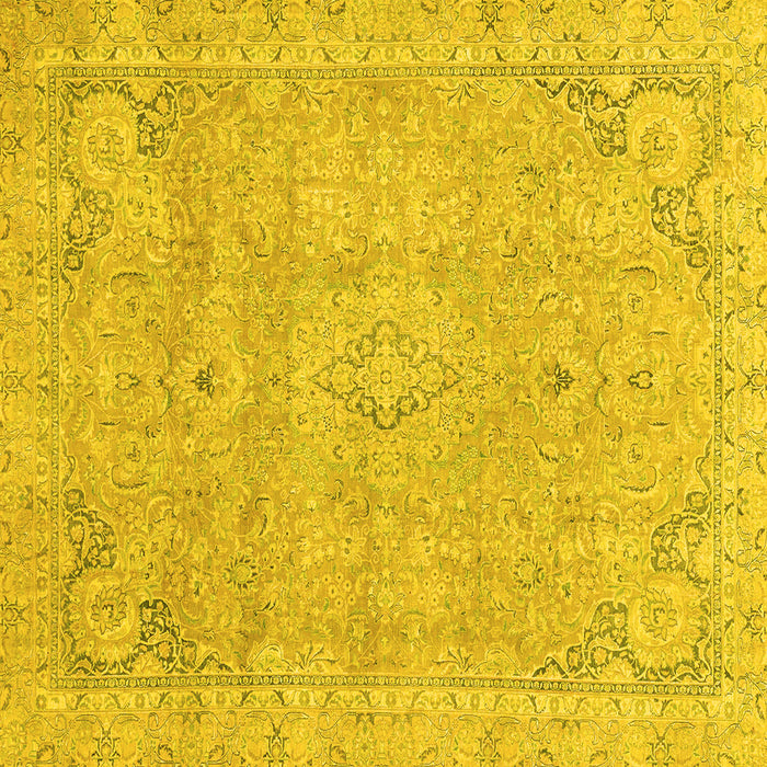 Square Machine Washable Abstract Yellow Modern Rug, wshabs2802yw